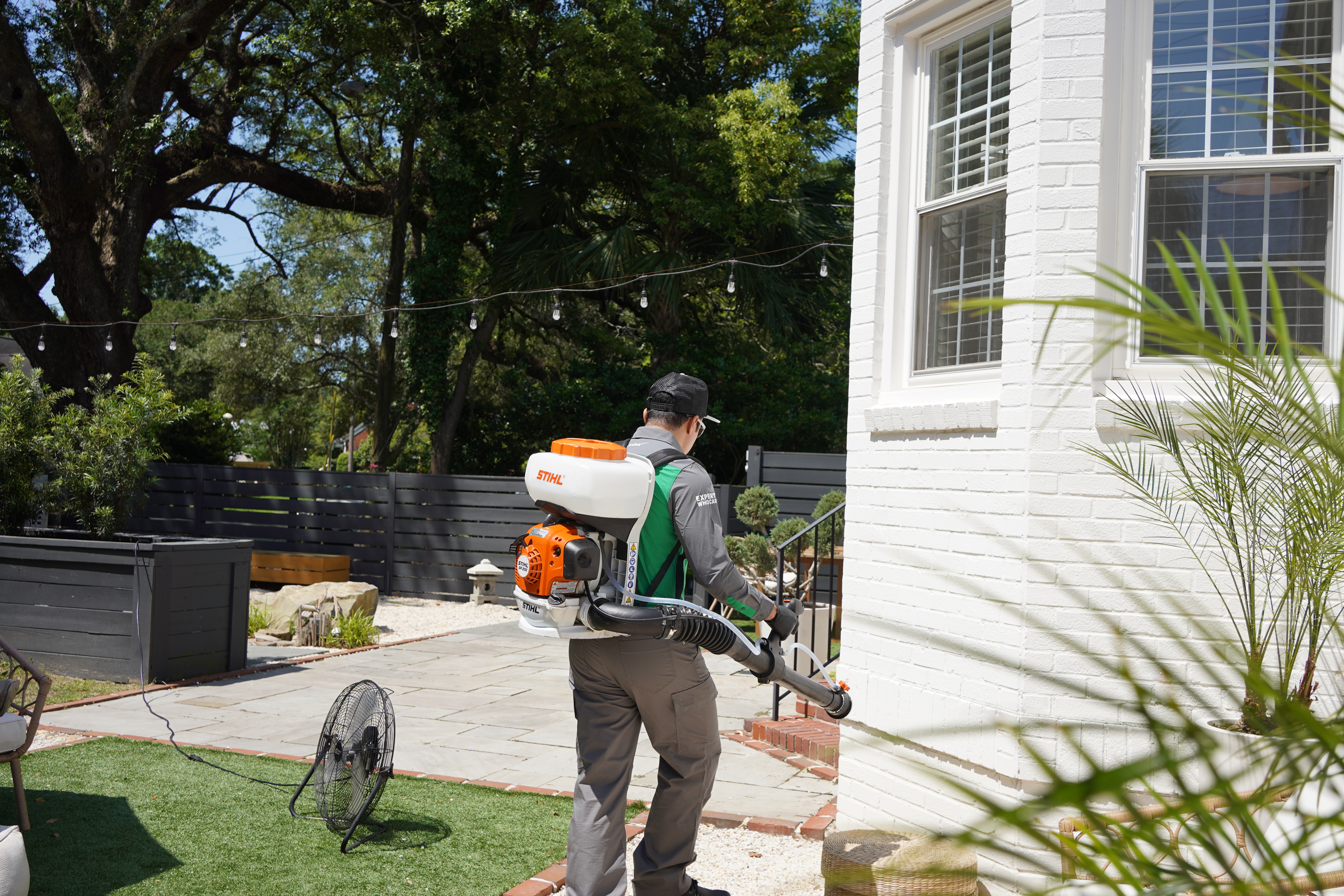 Vinx technician treating yard perimeter up to 30 feet Columbia SC