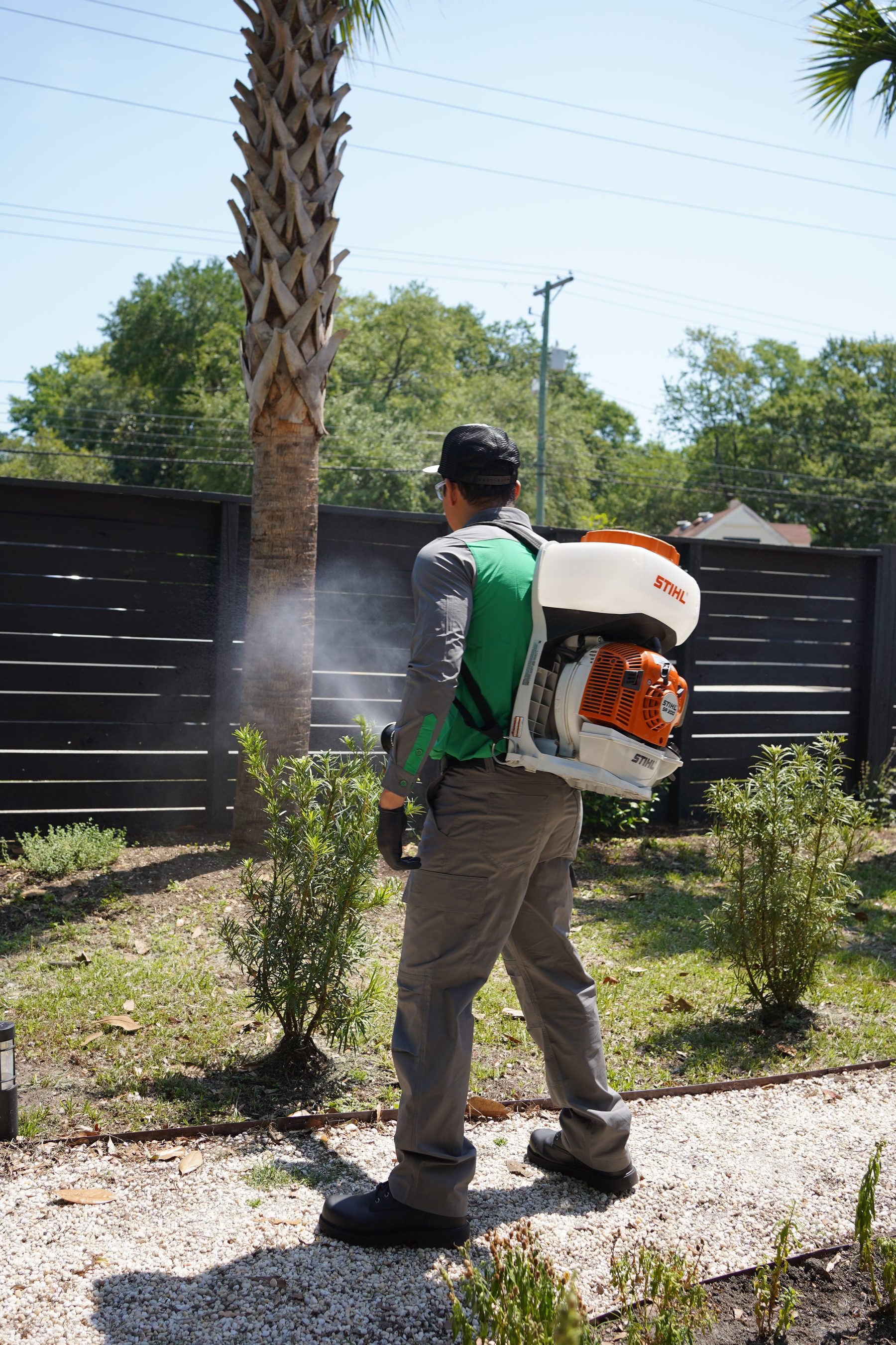 Vinx technician mosquito fogging in Virginia Beach